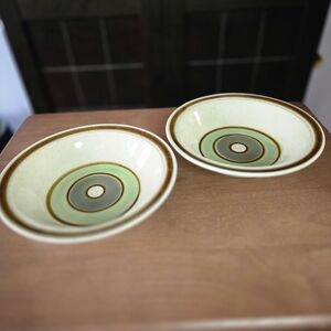 Set of 2 Premiere Jeweltones Jade P2401 8" Salad Bowls Japan Stoneware Green